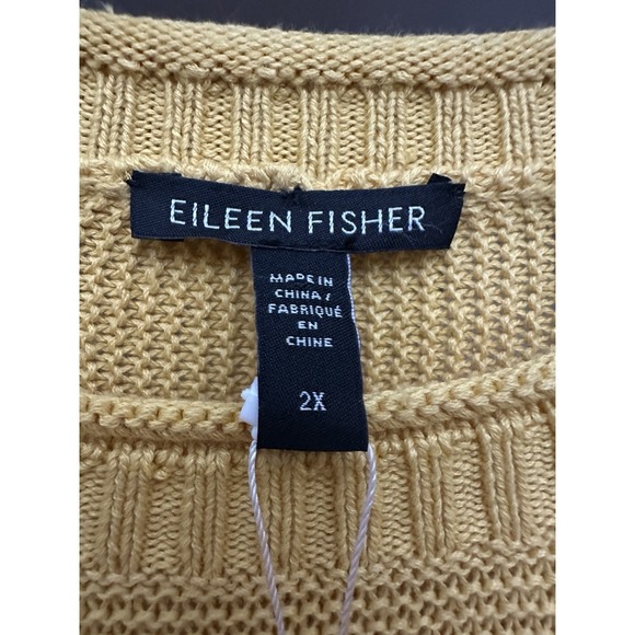 Eileen Fisher Organic Linen Cotton Sweater Womens 2X Plus Mustard Yellow #R2-22 - Picture 2 of 9